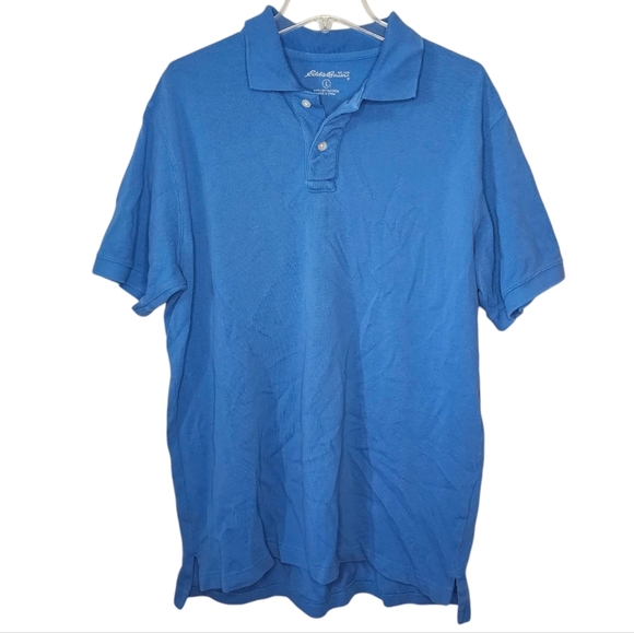Eddie Bauer 100 % Cotton Blue Polo Golf Shirt Size Large - Picture 1 of 6